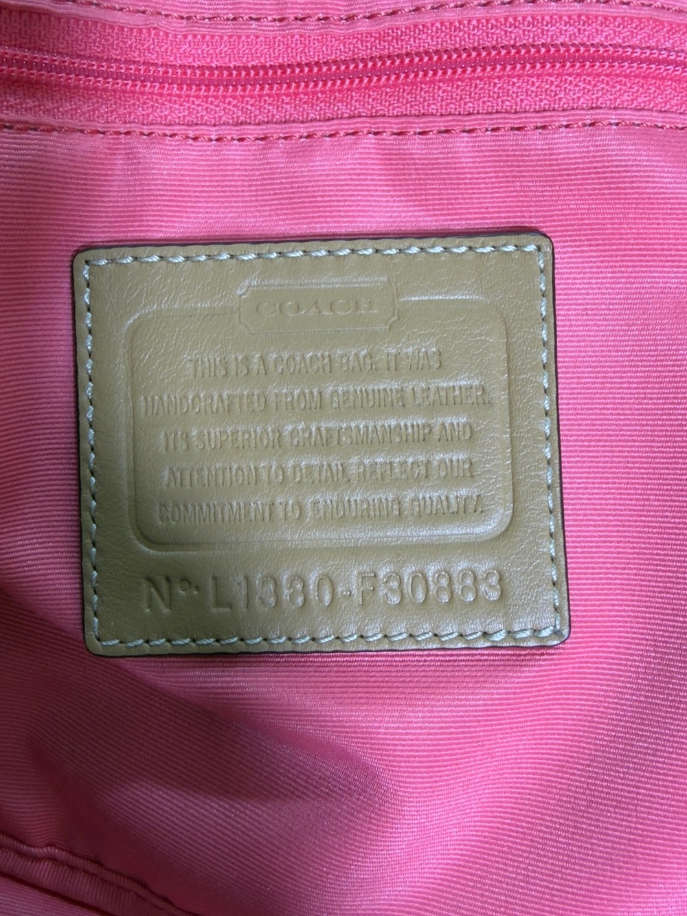 COACH Hadley Tan Leather Duffle Bag F27728 Vibrant Hot Pink Lining - Picture 2 of 13